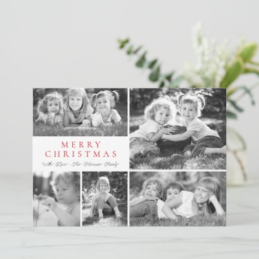 Moderne Fotocollage Vrolijke Kerstflat Feestdagenkaart (Staand voorkant)