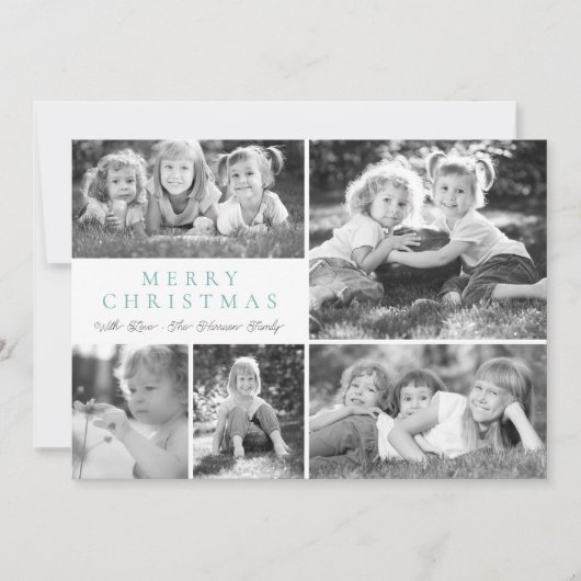 Moderne Fotocollage Vrolijke Kerstmis Flat Holiday Feestdagenkaart (Voorkant)