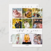 Moderne fotocollage Wat een jaar wit Feestdagenkaart (Voorkant / Achterkant)