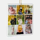 Moderne fotocollage wat een jaar wit monogram keramisch ornament (Rechts)