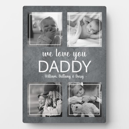 Moderne fotocollage | We houden van je papa Plaque Fotoplaat (voorkant)