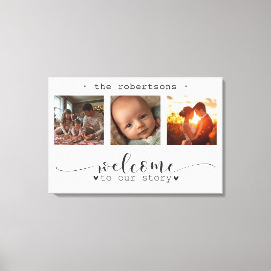 Moderne fotocollage Welkom bij ons verhaal Canvas Afdruk (Voorkant)