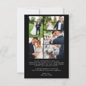 Moderne fotocollage zwart bruiloft bedankkaart (Achterkant)