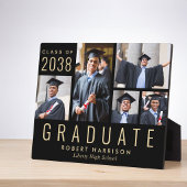 Moderne Fotocollage Zwart Goud Afstuderen Fotoplaat