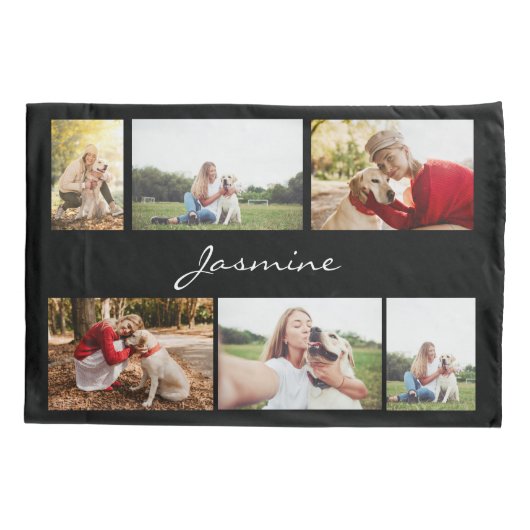 Moderne fotocollage zwart kussensloop (Achterkant)