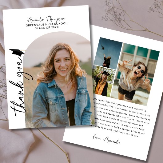 Moderne Fotocollage Zwart Wit Afstuderen Bedankkaart