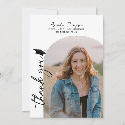 Moderne Fotocollage Zwart Wit Afstuderen Bedankkaart (Voorkant)
