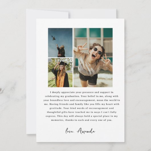 Moderne Fotocollage Zwart Wit Afstuderen Bedankkaart (Achterkant)