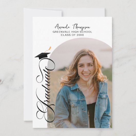 Moderne Fotocollage Zwart Wit Afstuderen Kaart (Voorkant)