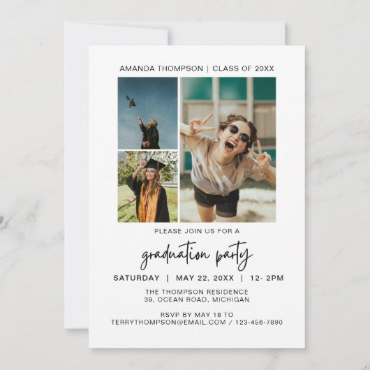 Moderne Fotocollage Zwart Wit Afstuderen Kaart