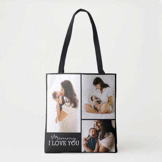 Moderne fotocollage | Zwarte en witte Moederdag Tote Bag (Voorkant)