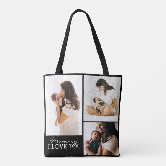 Moderne fotocollage | Zwarte en witte Moederdag Tote Bag (Achterkant)