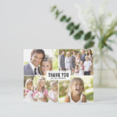 Moderne Fotocollage Zwarte Trouw Dank Je Briefkaart (Staand voorkant)