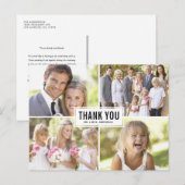Moderne Fotocollage Zwarte Trouw Dank Je Briefkaart (Voorkant / Achterkant)