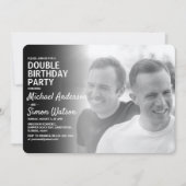 Moderne fotodubbele verjaardagsfeest uitnodiging (Voorkant)