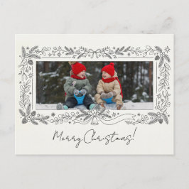 Moderne Fotofamilie Kerst Botanische Rand Briefkaart