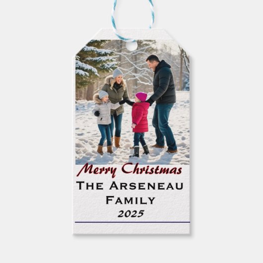 Moderne fotofamilie personaliseren cadeaulabel (Voorkant)