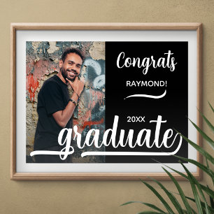Moderne fotofelicitaties Afstuderen zwart Poster