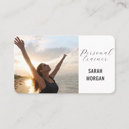 Moderne fotofitness persoonlijke trainer influence visitekaartje (Voorkant)