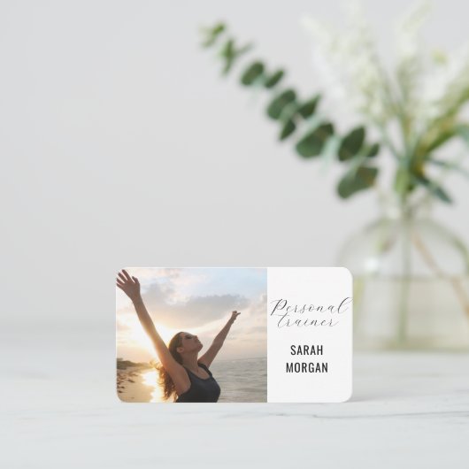 Moderne fotofitness persoonlijke trainer influence visitekaartje (Staand voorkant)