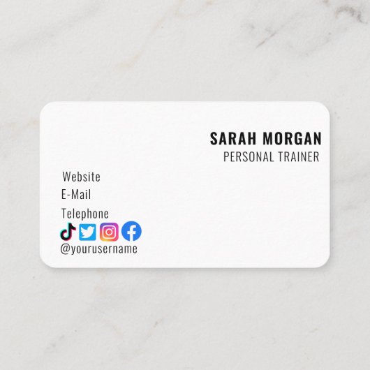 Moderne fotofitness persoonlijke trainer influence visitekaartje (Achterkant)