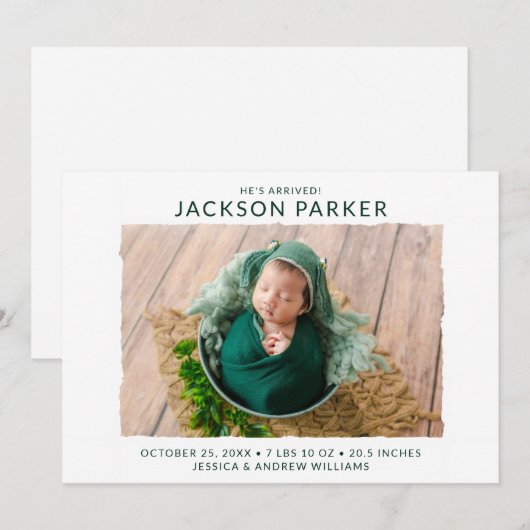 Moderne fotogeboorte aankondiging (Voorkant / Achterkant)