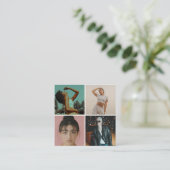 Moderne fotograaf 4 foto's raster QR-code Vierkante Visitekaartje (Staand voorkant)