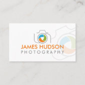 Moderne fotograaf camera en kleurrijke Shutter Visitekaartje (Voorkant)