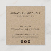 Moderne fotograaf camera professionele ambacht vierkante visitekaartje (Achterkant)