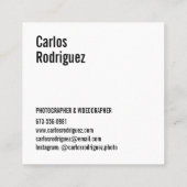 Moderne fotograaf foto eenvoudig zwart-wit vierkante visitekaartje (Achterkant)