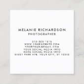 Moderne fotograaf Instant Camera Style Script Vierkante Visitekaartje (Achterkant)