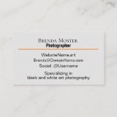 Moderne Fotograaf Kunstenaar Creatieve Sociale Med Visitekaartje (Achterkant)