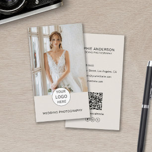 Moderne fotograaf Logo Foto QR Social Media Tan Visitekaartje