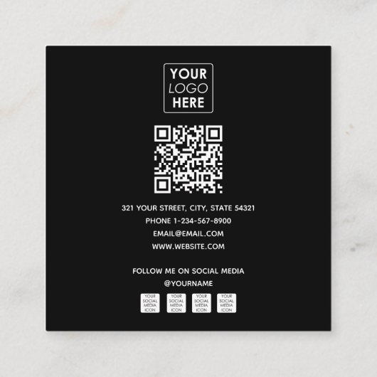Moderne fotograaf Logo QR Code Social Media Vierkante Visitekaartje (Achterkant)