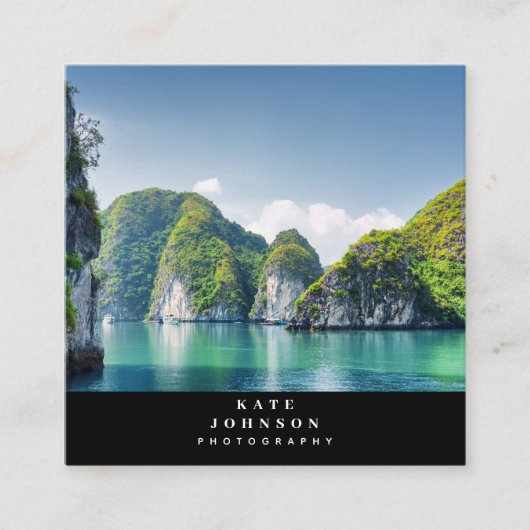 Moderne fotograaf Logo QR Code Social Media Vierkante Visitekaartje (Voorkant)