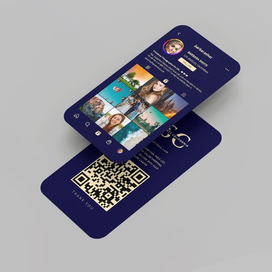 Moderne fotograaf Midnight Blue Gold Instagram Visitekaartje