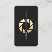 Moderne fotograaf Monogram Zwart Goud Lens Visitekaartje (Voorkant)