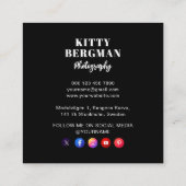 Moderne fotograaf QR-code sociale media Vierkante Visitekaartje (Achterkant)