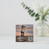 Moderne fotograaf QR-code sociale media Vierkante Visitekaartje (Staand voorkant)