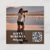 Moderne fotograaf QR-code sociale media Vierkante Visitekaartje (Voorkant)