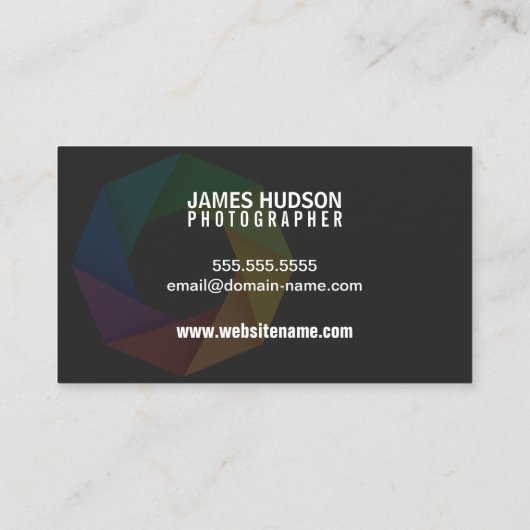 Moderne fotograaf visitekaartje (Achterkant)