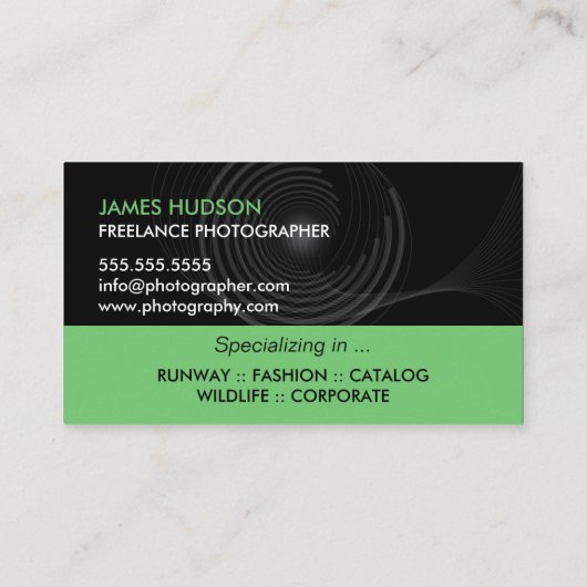 Moderne fotograaf visitekaartje (Achterkant)