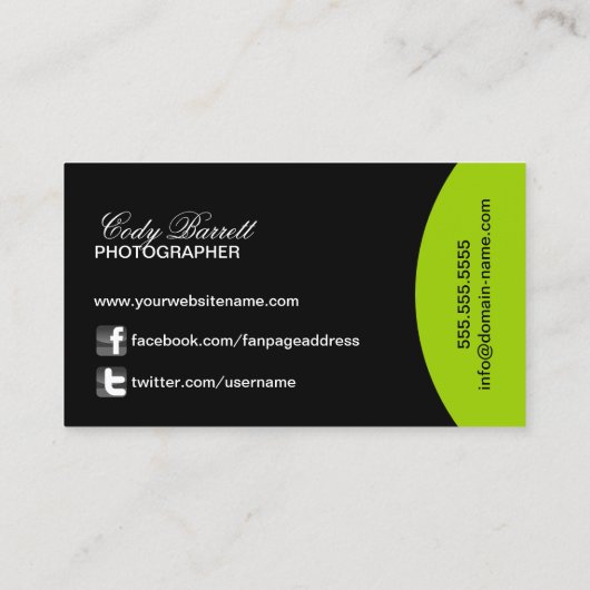 Moderne fotograaf visitekaartje (Achterkant)