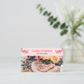 Moderne Fotograaf Vrouwelijke Bloem QR Code Visitekaartje (Staand voorkant)