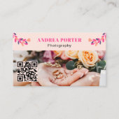 Moderne Fotograaf Vrouwelijke Bloem QR Code Visitekaartje (Voorkant)