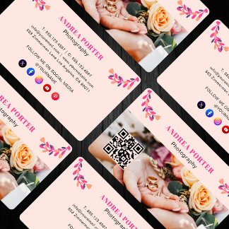 Moderne Fotograaf Vrouwelijke Bloemen QR Code Visitekaartje