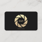 Moderne Fotograaf Zwart Goud Camera Lens Visitekaartje (Voorkant)