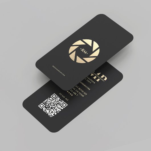 Moderne Fotograaf Zwart Goud Lens Fotografie Visitekaartje