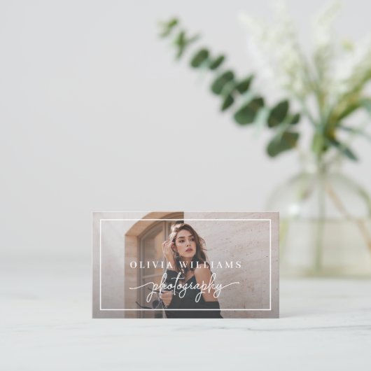 Moderne fotografie 2 QR-fotocode Visitekaartje (Staand voorkant)