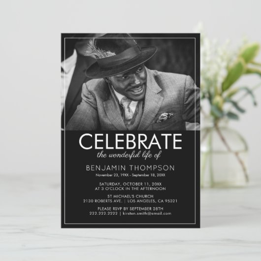 Moderne fotografie begrafenisviering van het leven kaart (Staand voorkant)